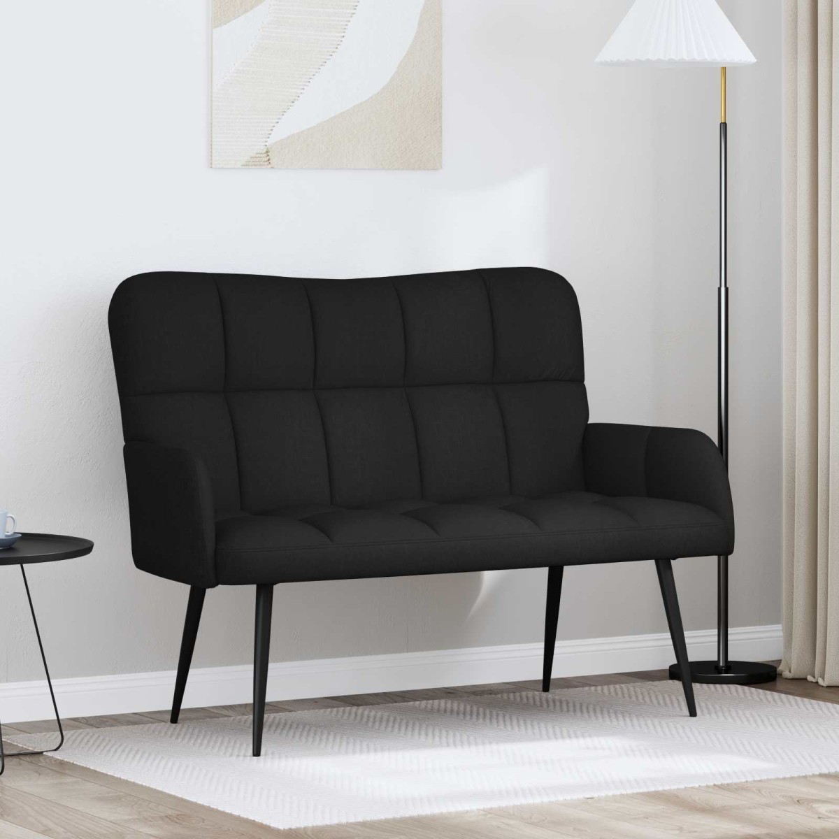 vidaXL Καναπές 2 ατόμων Μαύρο 115 x 61 x 87 εκ. Ύφασμα