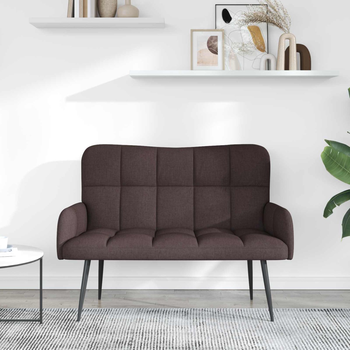 vidaXL Καναπές 2 ατόμων Σκούρο Καφέ 115 x 61 x 87 εκ. Ύφασμα