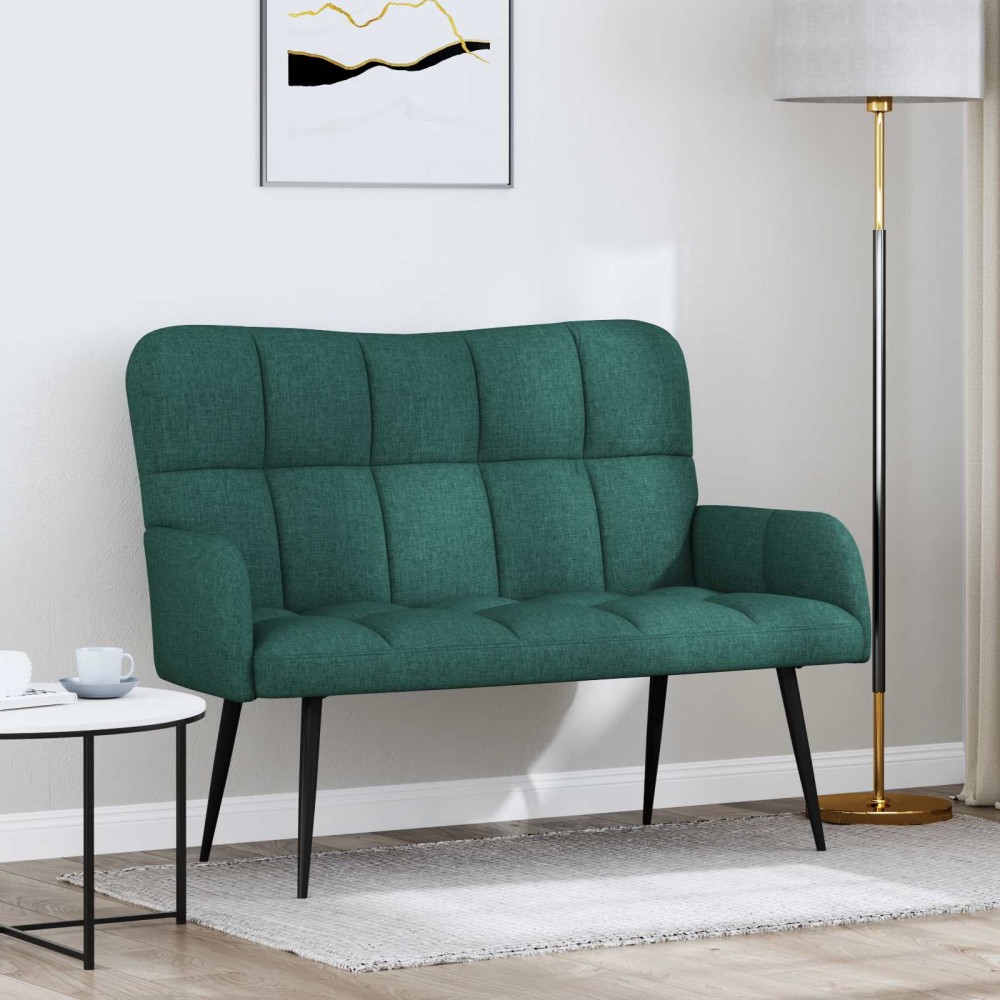 vidaXL Καναπές 2 ατόμων Σκούρο Πράσινο 115 x 61 x 87 εκ. Ύφασμα