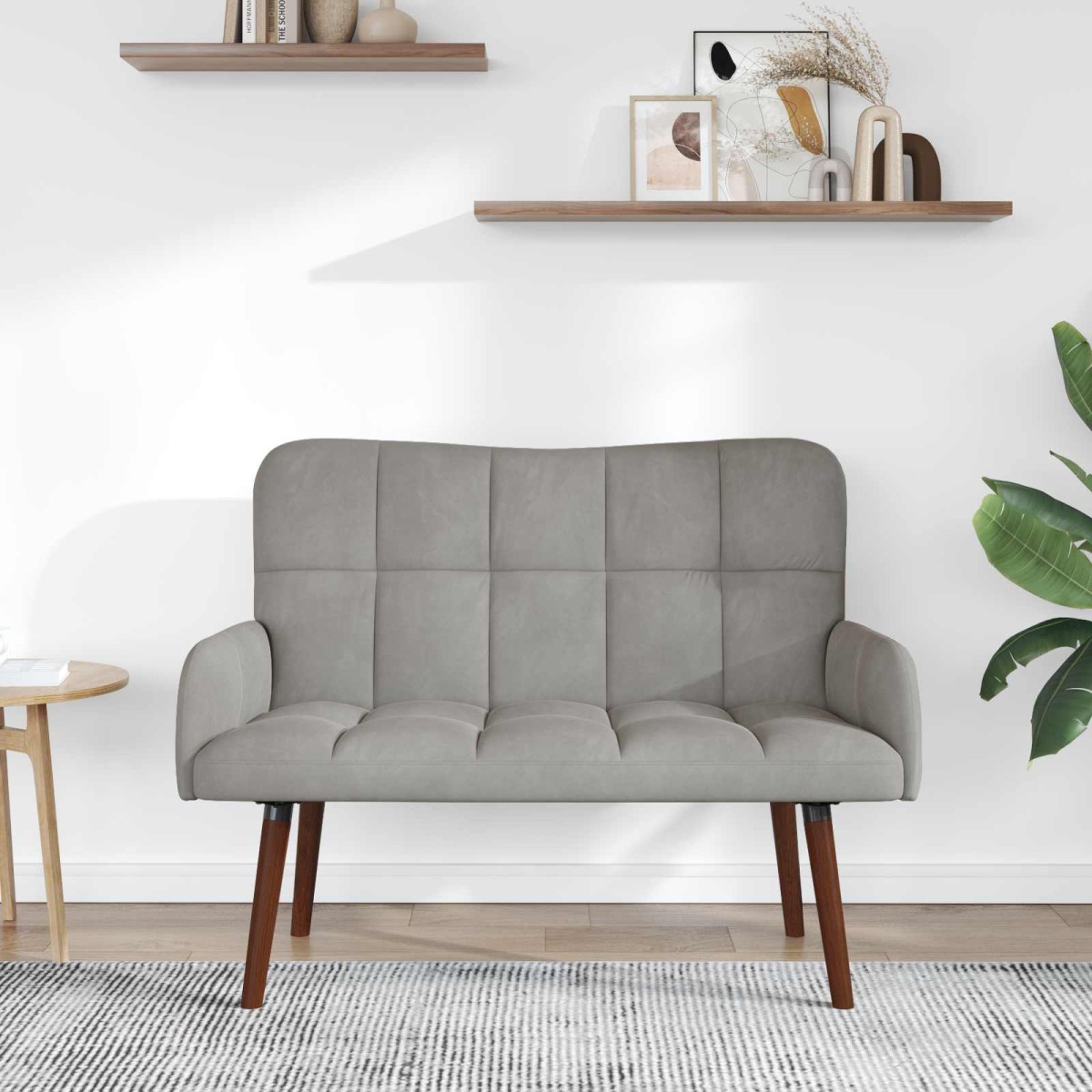 vidaXL Καναπές 2 ατόμων Ανοιχτό γκρι 115 x 61 x 87 εκ. Βελούδο