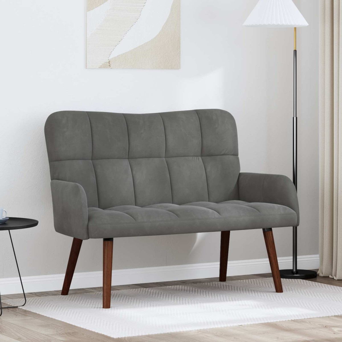 vidaXL Καναπές 2 ατόμων Σκούρο Γκρι 115 x 61 x 87 εκ. Βελούδο