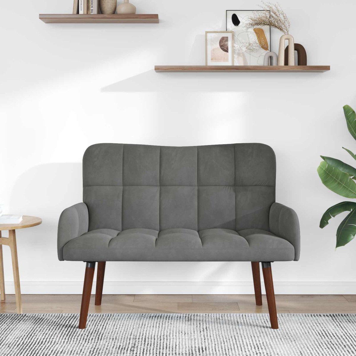 vidaXL Καναπές 2 ατόμων Σκούρο Γκρι 115 x 61 x 87 εκ. Βελούδο