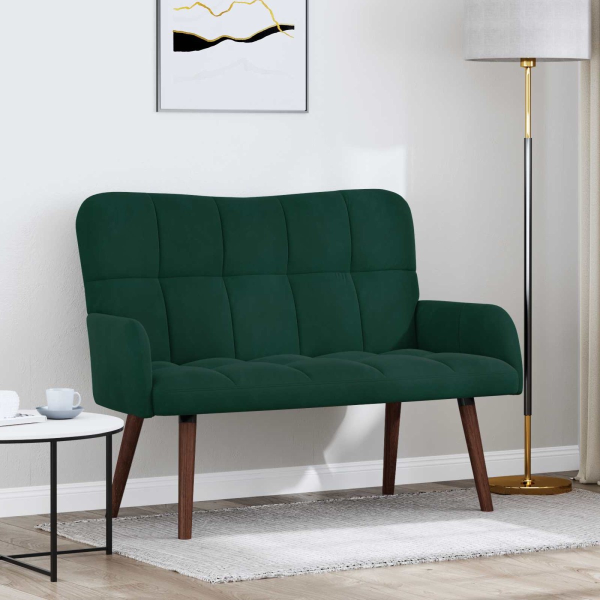 vidaXL Καναπές 2 ατόμων Σκούρο Πράσινο 115 x 61 x 87 εκ. Βελούδο
