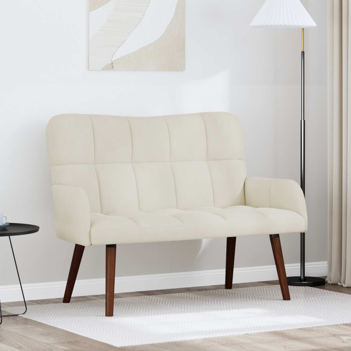 vidaXL Καναπές 2 ατόμων Κρεμ 115 x 61 x 87 εκ. Βελούδο