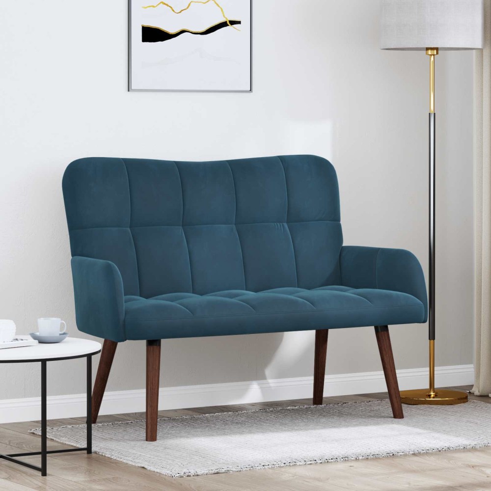 vidaXL Καναπές 2 ατόμων Μπλε 115 x 61 x 87 εκ. Βελούδο