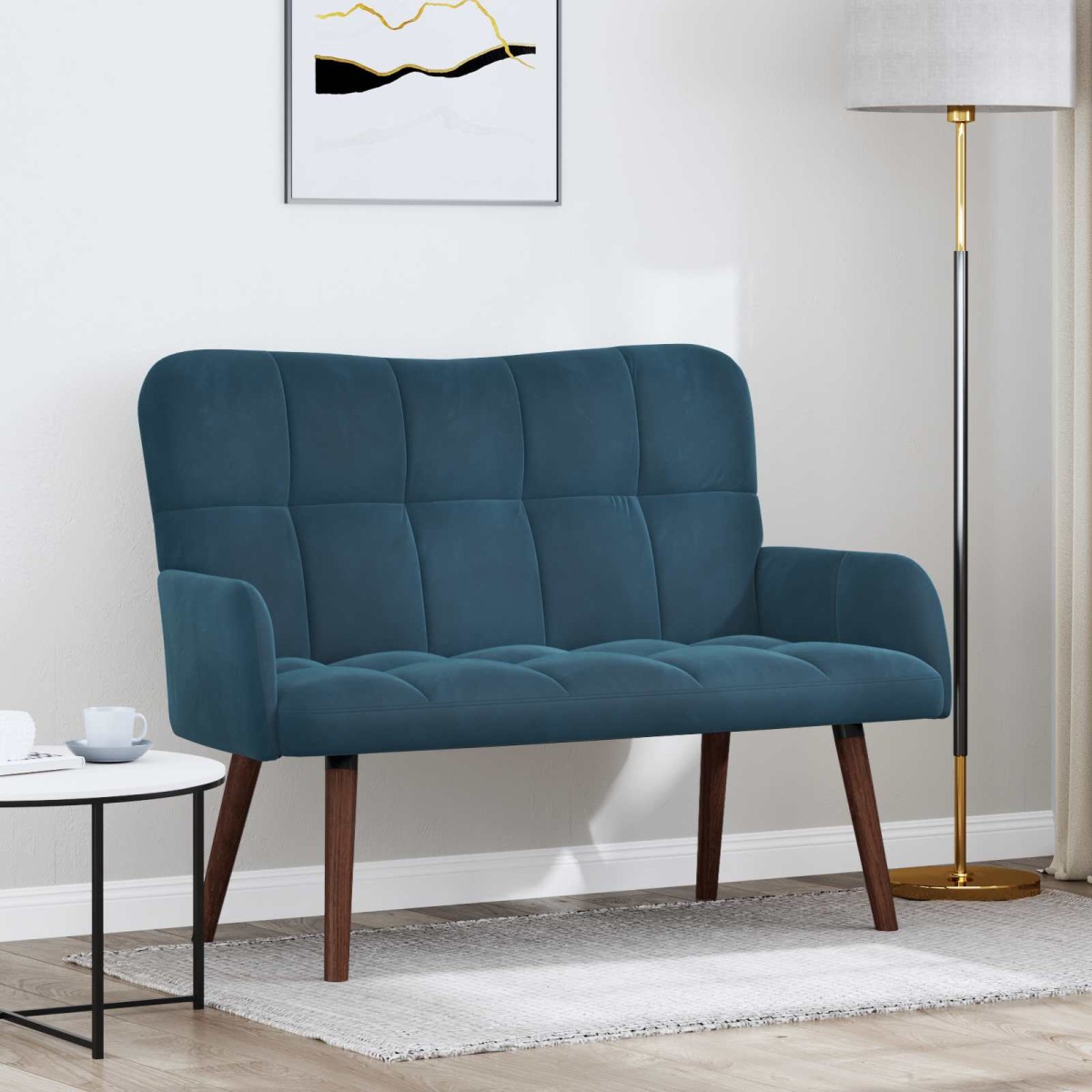vidaXL Καναπές 2 ατόμων Μπλε 115 x 61 x 87 εκ. Βελούδο