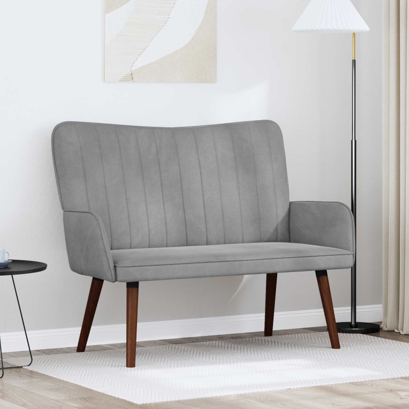 vidaXL Καναπές 2 ατόμων Ανοιχτό γκρι 115 x 61 x 87 εκ. Βελούδο