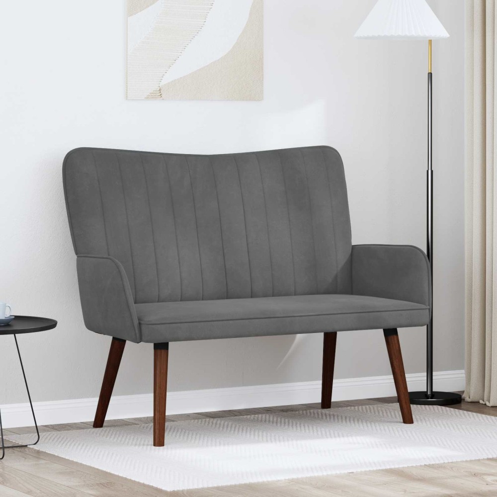 vidaXL Καναπές 2 ατόμων Σκούρο Γκρι 115 x 61 x 87 εκ. Βελούδο