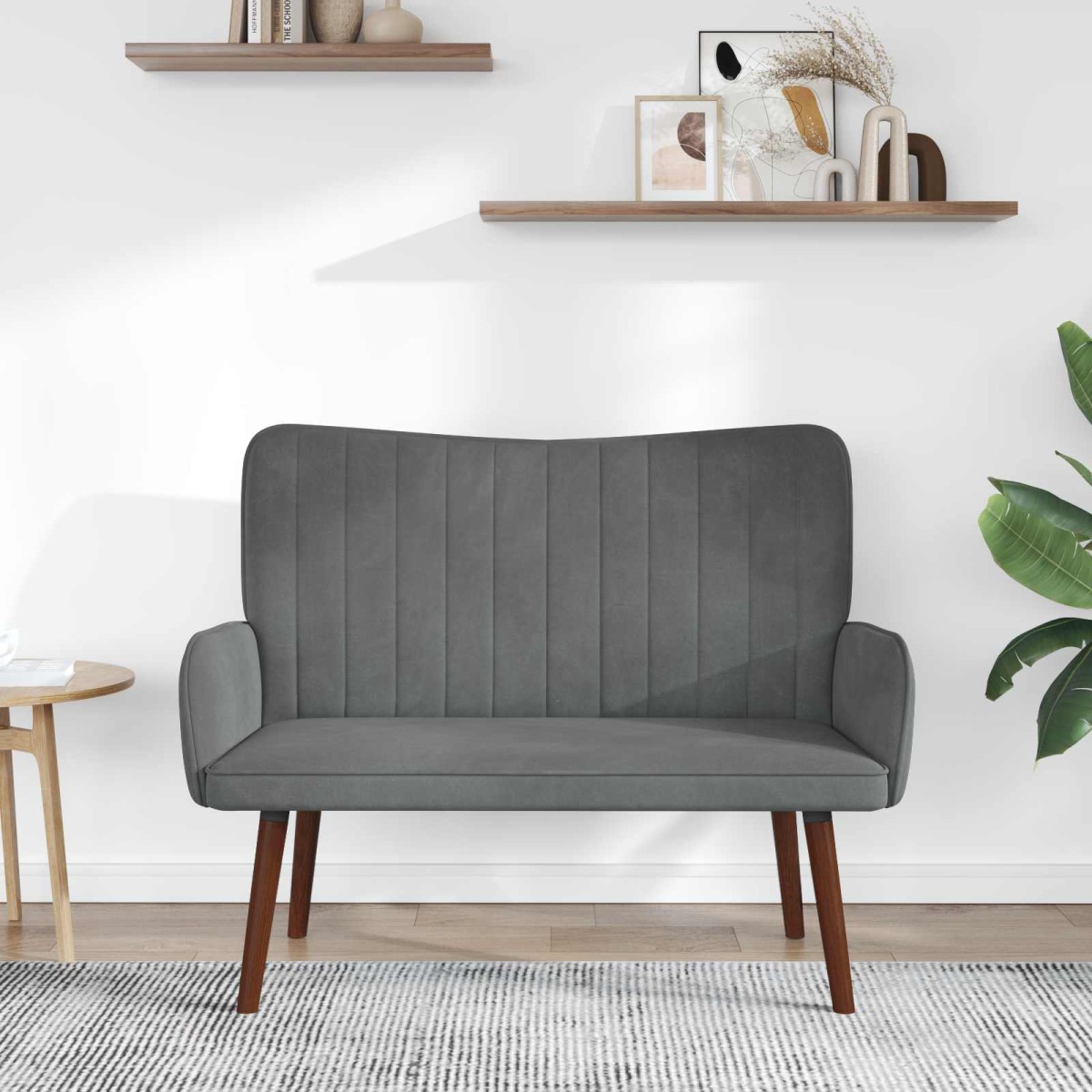 vidaXL Καναπές 2 ατόμων Σκούρο Γκρι 115 x 61 x 87 εκ. Βελούδο