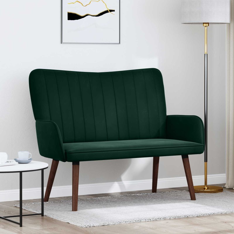 vidaXL Καναπές 2 ατόμων Σκούρο Πράσινο 115 x 61 x 87 εκ. Βελούδο