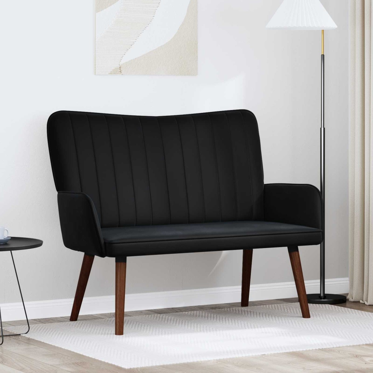 vidaXL Καναπές 2 ατόμων Μαύρο 115 x 61 x 87 εκ. Βελούδο