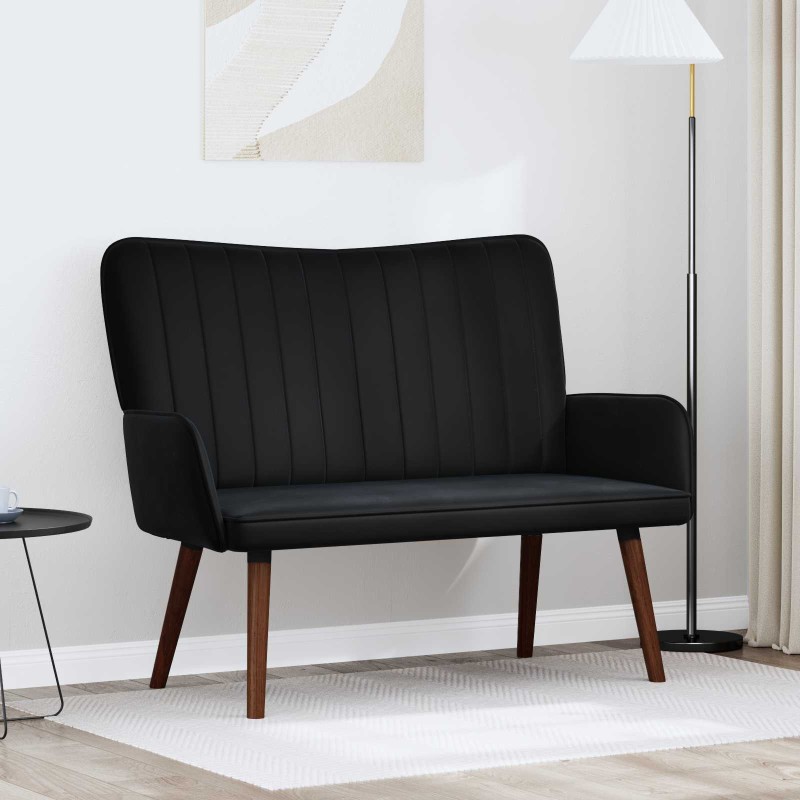 vidaXL Καναπές 2 ατόμων Μαύρο 115 x 61 x 87 εκ. Βελούδο