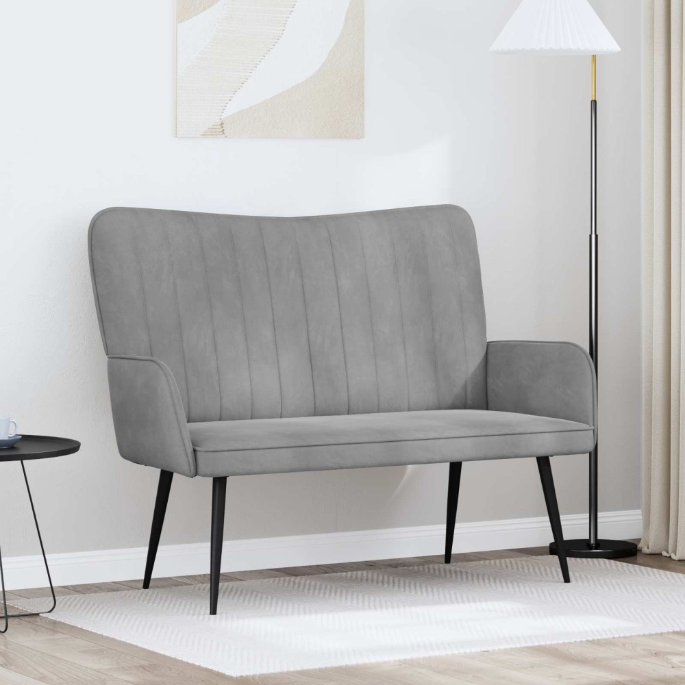 vidaXL Καναπές 2 ατόμων Ανοιχτό γκρι 115 x 61 x 87 εκ. Βελούδο
