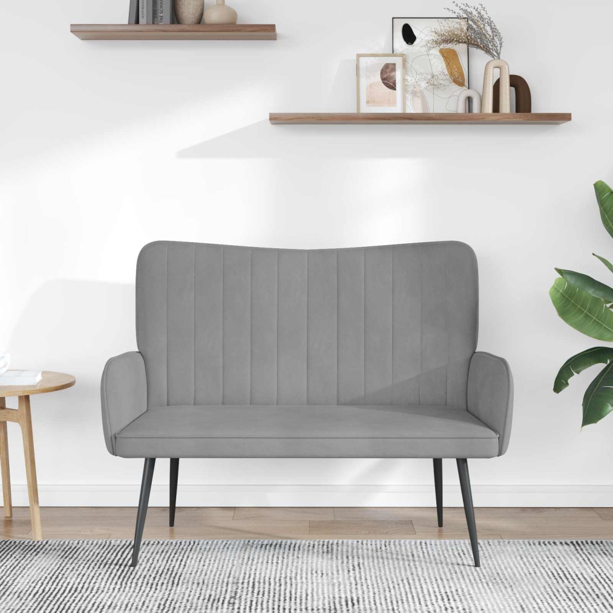 vidaXL Καναπές 2 ατόμων Ανοιχτό γκρι 115 x 61 x 87 εκ. Βελούδο