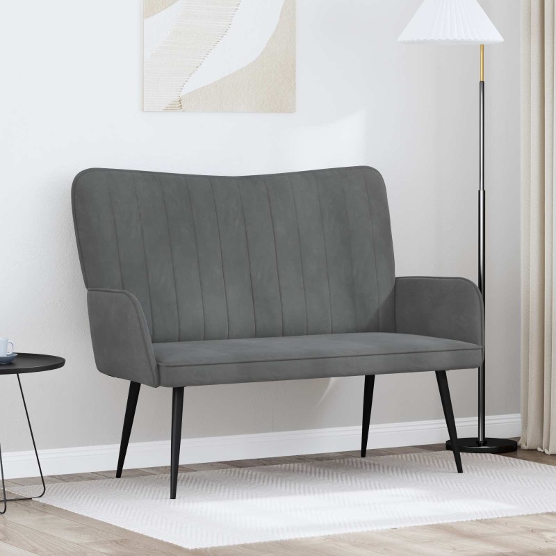 vidaXL Καναπές 2 ατόμων Σκούρο Γκρι 115 x 61 x 87 εκ. Βελούδο