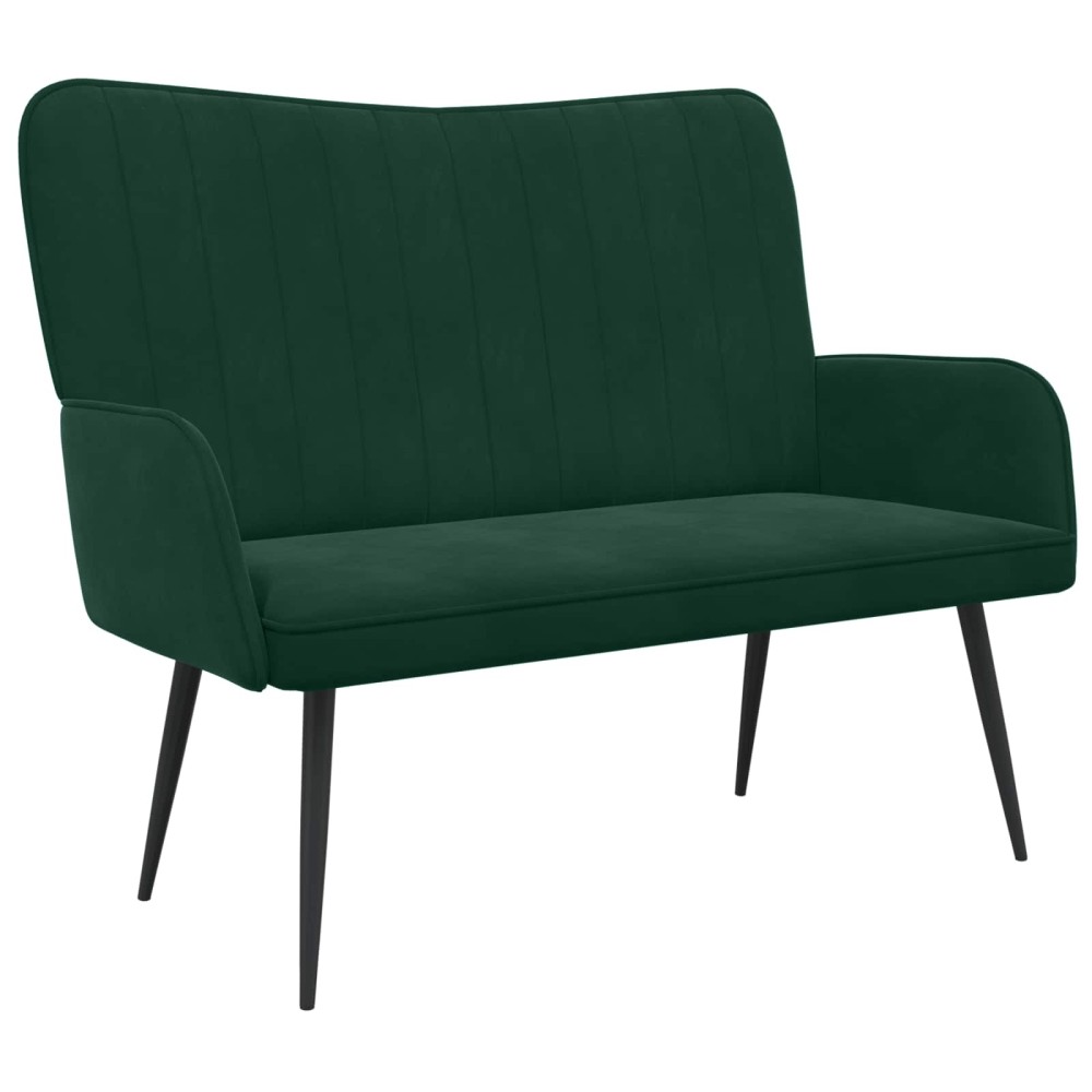vidaXL Καναπές 2 ατόμων Σκούρο Πράσινο 115 x 61 x 87 εκ. Βελούδο