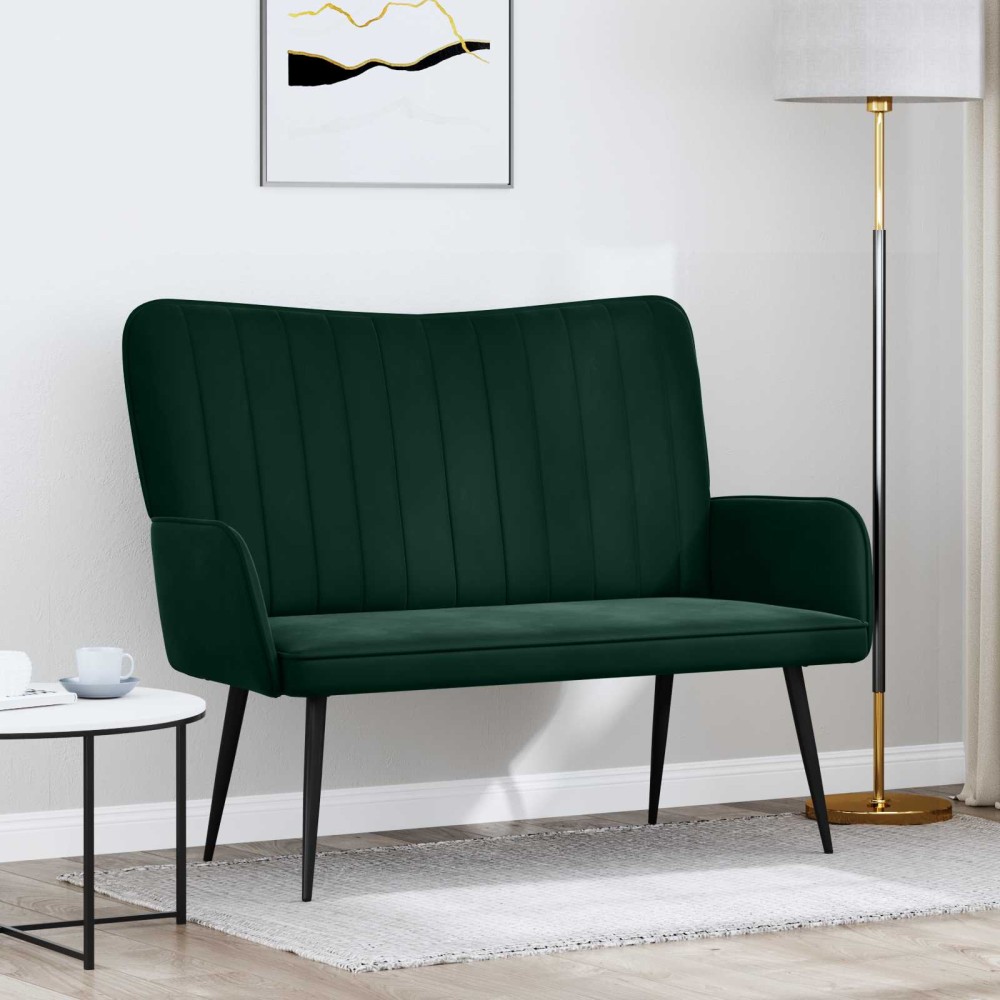 vidaXL Καναπές 2 ατόμων Σκούρο Πράσινο 115 x 61 x 87 εκ. Βελούδο