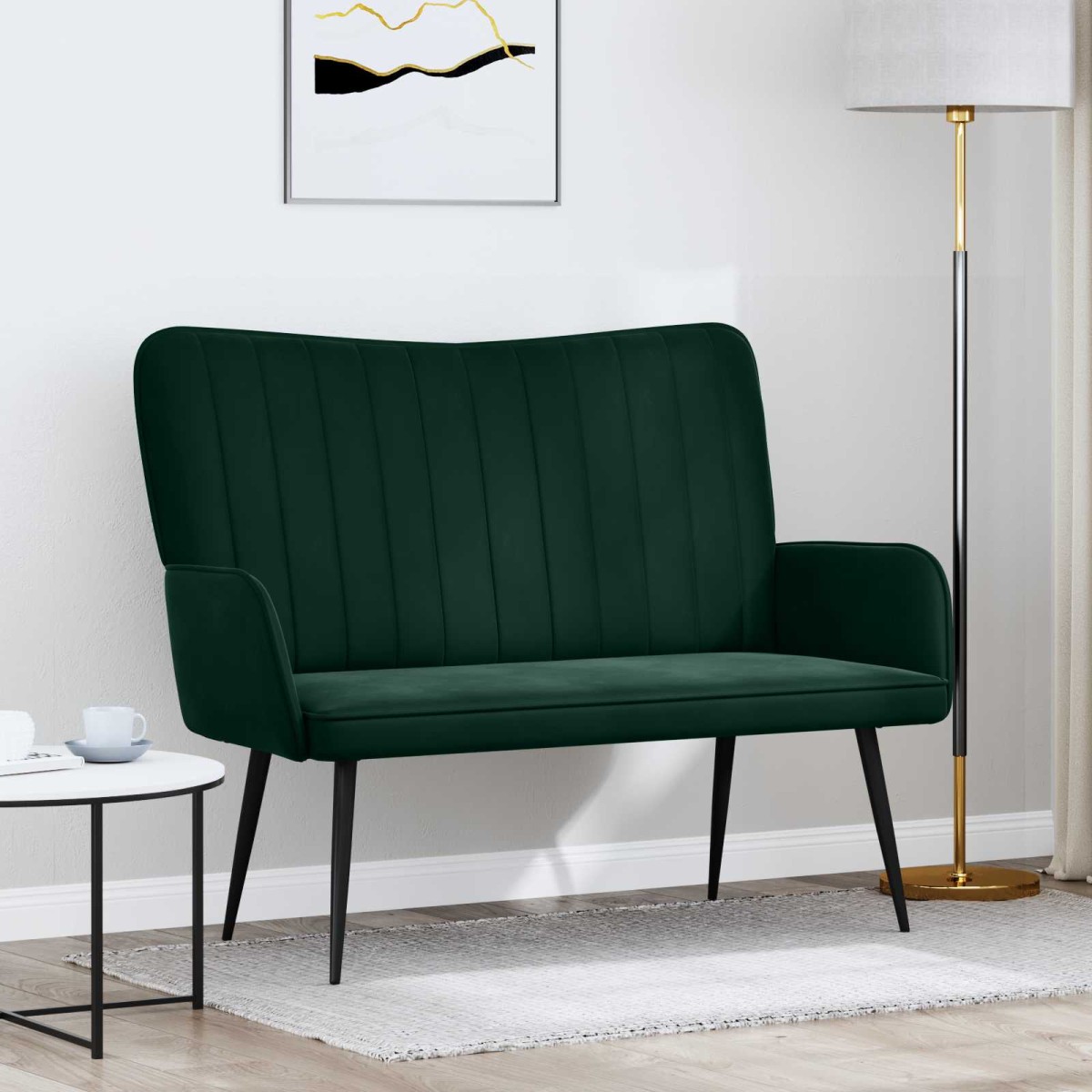 vidaXL Καναπές 2 ατόμων Σκούρο Πράσινο 115 x 61 x 87 εκ. Βελούδο