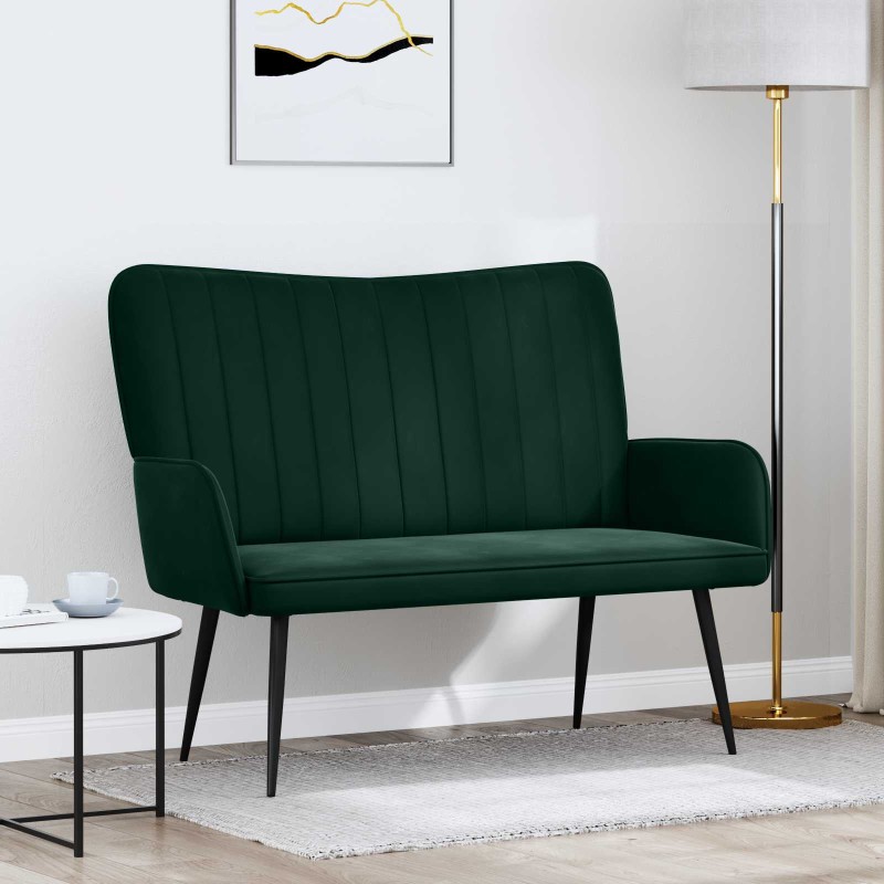 vidaXL Καναπές 2 ατόμων Σκούρο Πράσινο 115 x 61 x 87 εκ. Βελούδο
