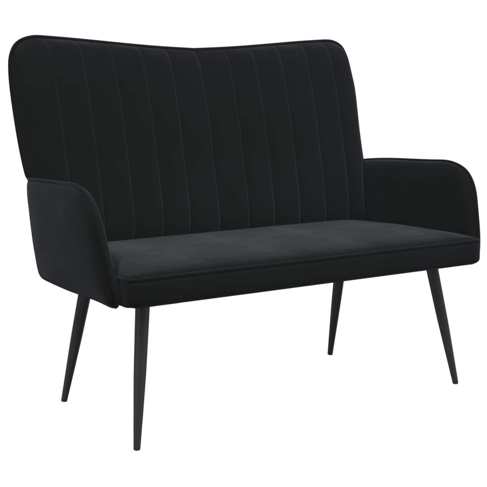 vidaXL Καναπές 2 ατόμων Μαύρο 115 x 61 x 87 εκ. Βελούδο