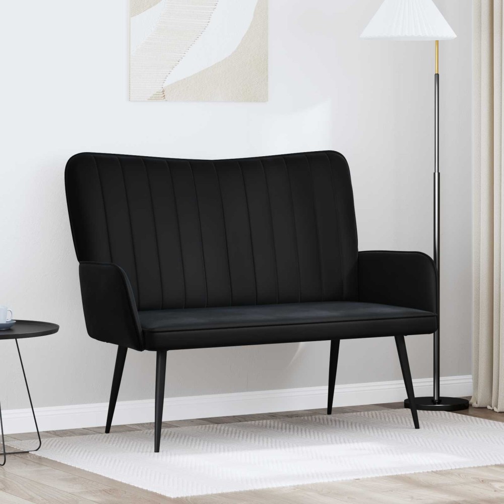 vidaXL Καναπές 2 ατόμων Μαύρο 115 x 61 x 87 εκ. Βελούδο
