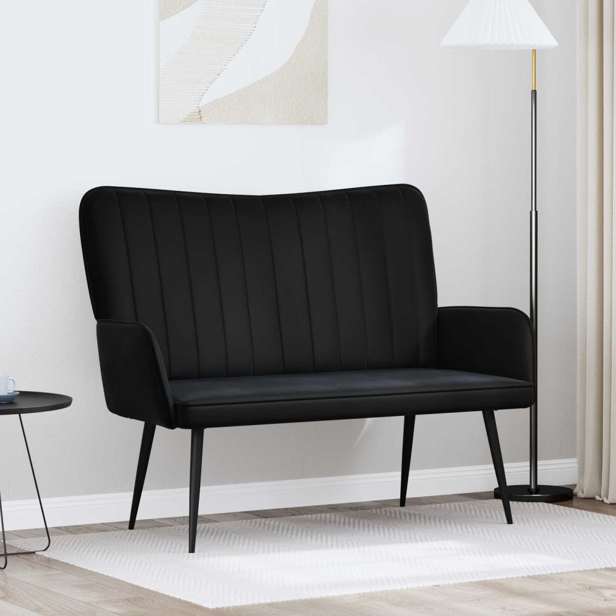 vidaXL Καναπές 2 ατόμων Μαύρο 115 x 61 x 87 εκ. Βελούδο