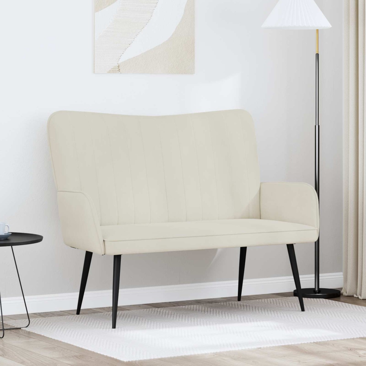 vidaXL Καναπές 2 ατόμων Κρεμ 115 x 61 x 87 εκ. Βελούδο