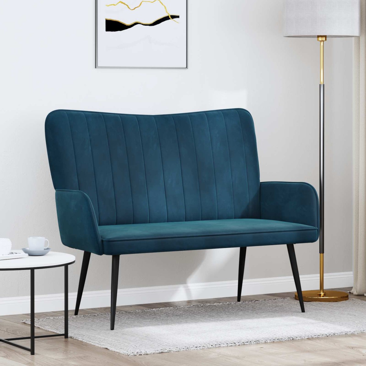 vidaXL Καναπές 2 ατόμων Μπλε 115 x 61 x 87 εκ. Βελούδο