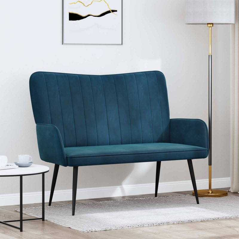 vidaXL Καναπές 2 ατόμων Μπλε 115 x 61 x 87 εκ. Βελούδο
