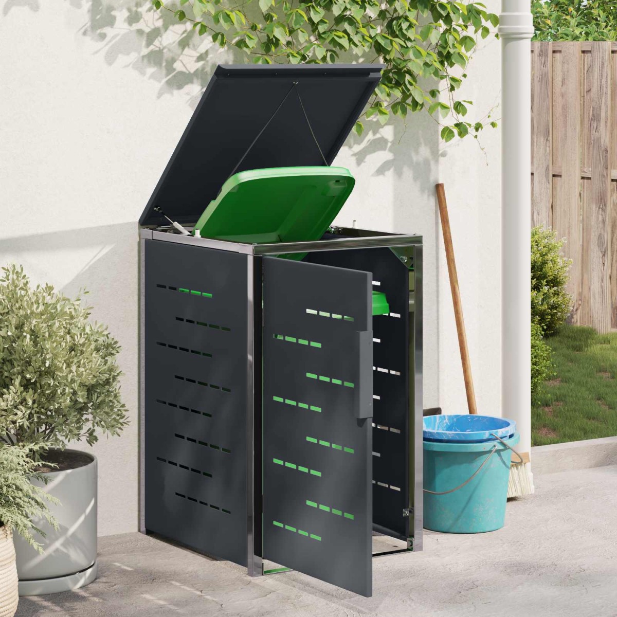 vidaXL Αποθήκευση Κάδου Γυρίσματος for 1 Bin 240L Ανθρακί