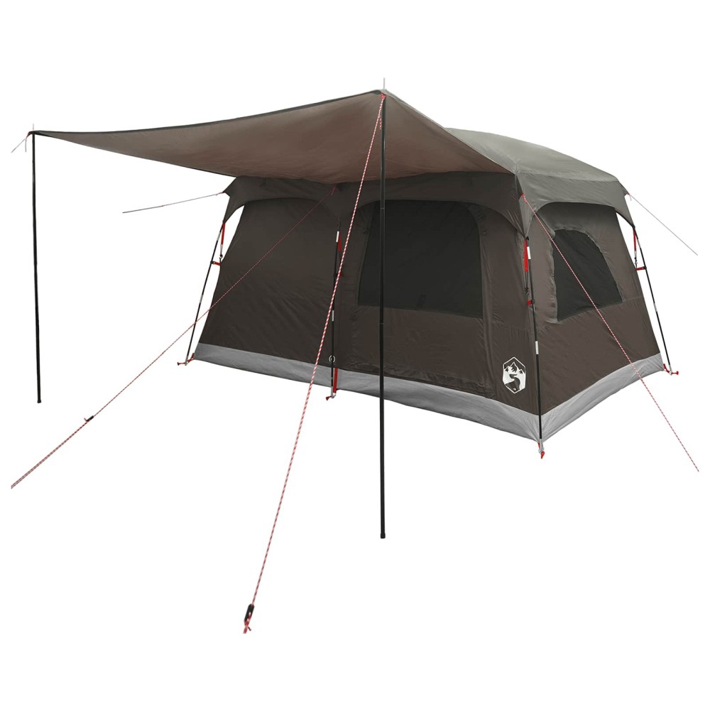 vidaXL Οικογενειακή Σκηνή Καφέ Γκρι 320 x 210 x 180 εκ Πολυεστέρας