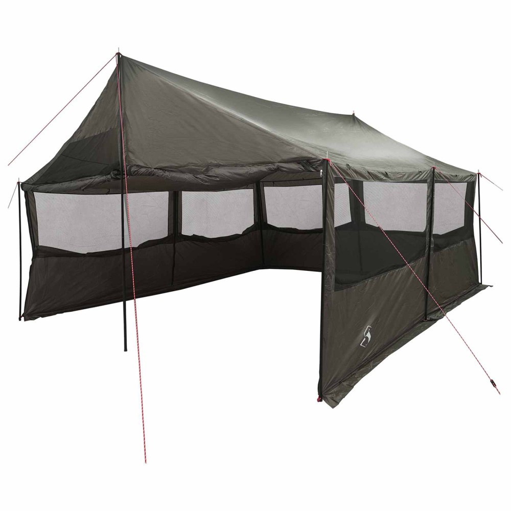 vidaXL Οικογενειακή Σκηνή με στέγη Καφέ γκρι 450 x 400 x 265 εκ
