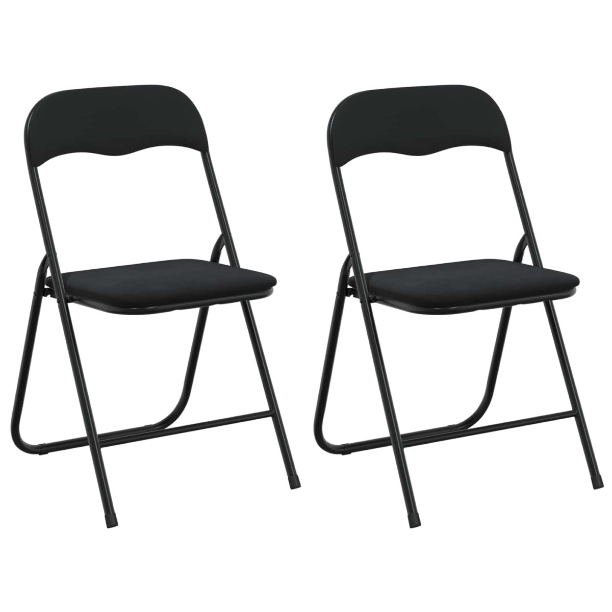 vidaXL Πτυσσόμενη Καρέκλα 2 τμχ. Βελούδο Μαύρο 48 x 44 x 78 εκ