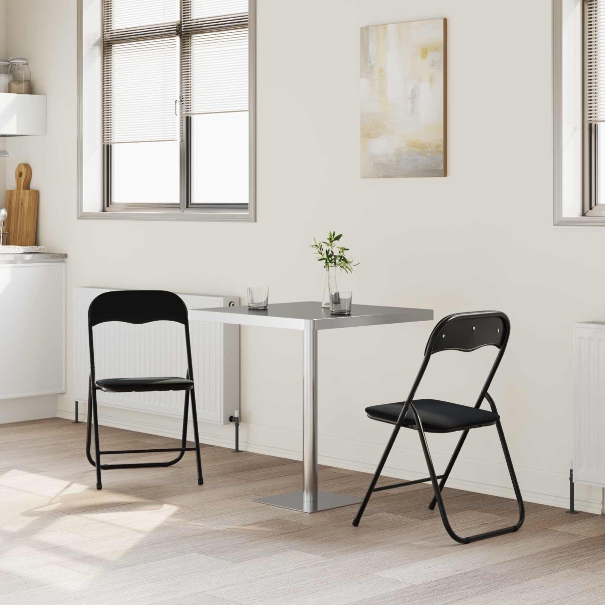 vidaXL Πτυσσόμενη Καρέκλα 2 τμχ. Βελούδο Μαύρο 48 x 44 x 78 εκ