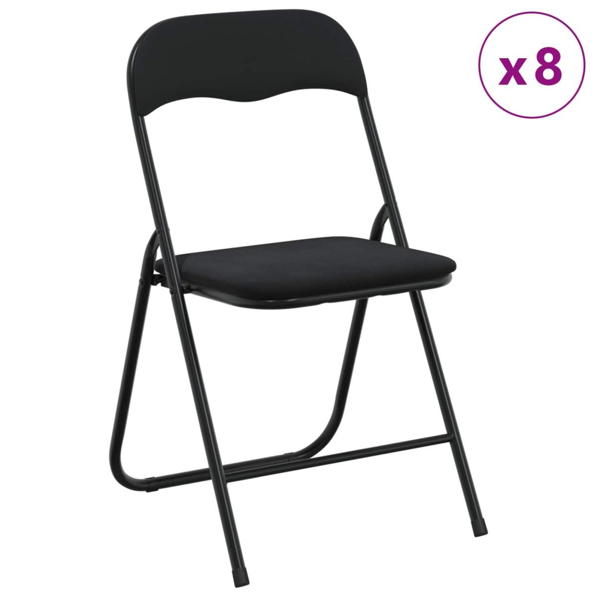 vidaXL Πτυσσόμενη Καρέκλα 8 τμχ. Βελούδο Μαύρο 48 x 44 x 78 εκ