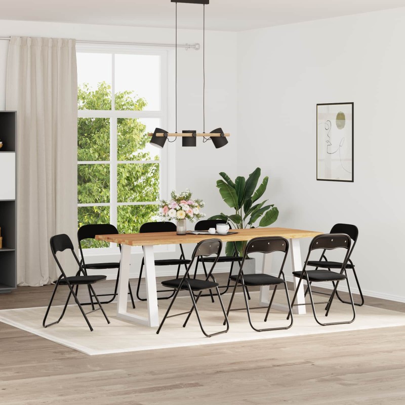 vidaXL Πτυσσόμενη Καρέκλα 8 τμχ. Βελούδο Μαύρο 48 x 44 x 78 εκ