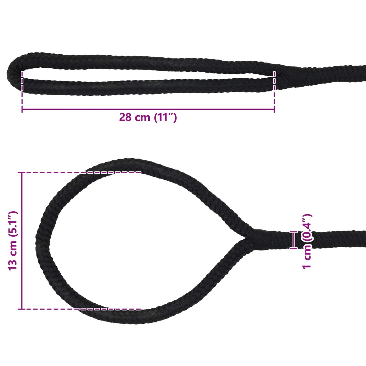 vidaXL Σχοινί Boat 10 mm 9 m Μαύρο Πολυεστέρας