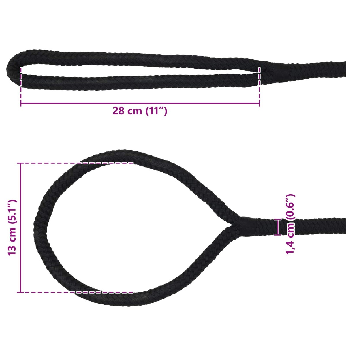 vidaXL Σχοινί Boat 14 mm 15 m Μαύρο Πολυεστέρας