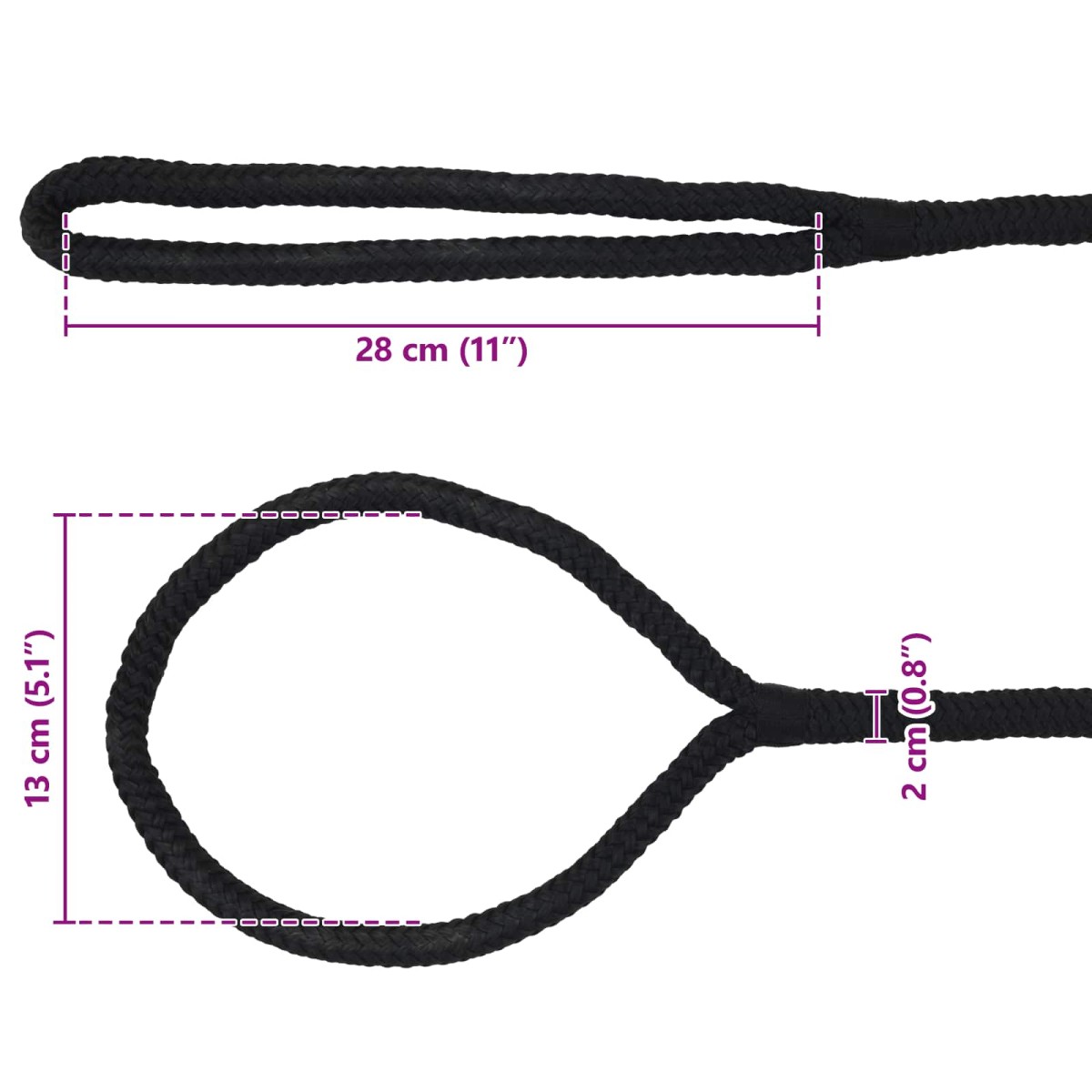 vidaXL Σχοινί Boat 2 mm 6 m Μαύρο Πολυεστέρας