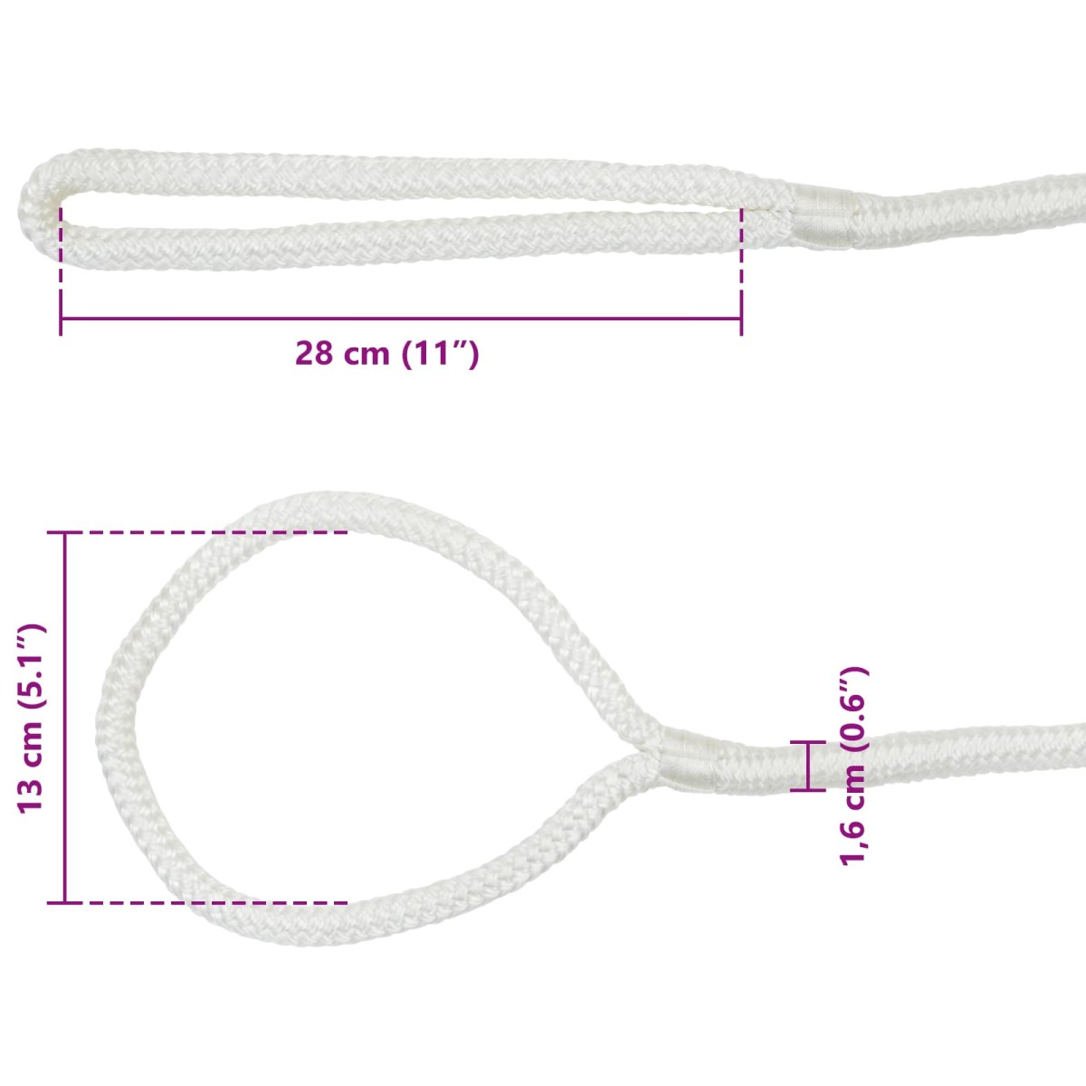 vidaXL Σχοινί Boat 16 mm 9 m Λευκό Πολυεστέρας