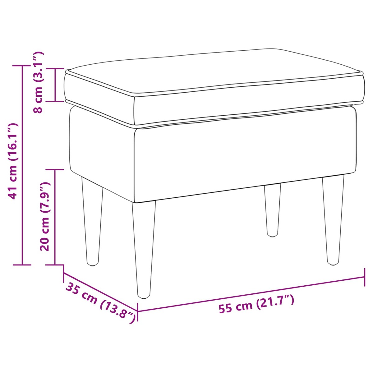 vidaXL Πολυθρόνα Ποδιών Σκούρο Πράσινο 55 x 35 x 41 εκ