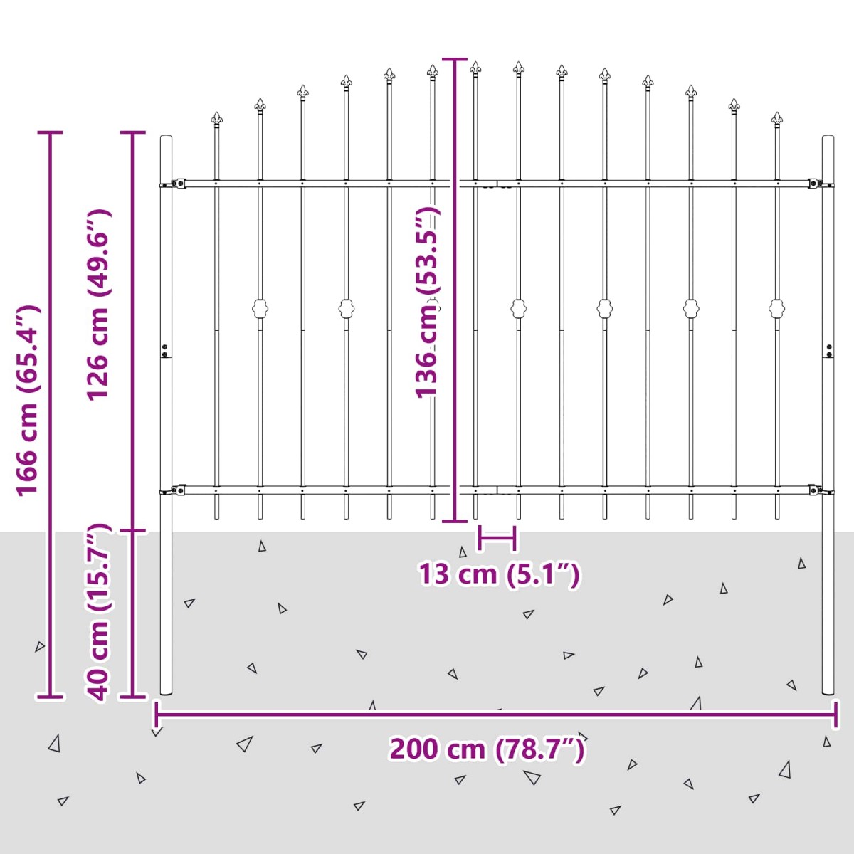 vidaXL Φράχτης με Σπίθες ASTEN 200 x 166 εκ Μαύρο