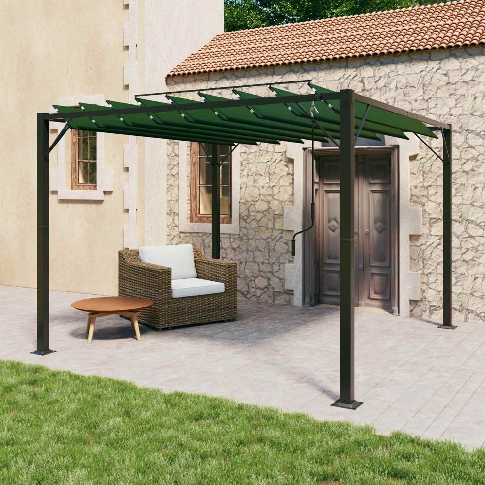 vidaXL Γκαζebo με λουόμενη στέγη 3 x 3 x 2,14 μ Πράσινο