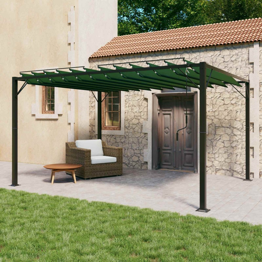 vidaXL Γκαζebo με λουόμενη στέγη 3 x 4 x 2,14 μ Πράσινο