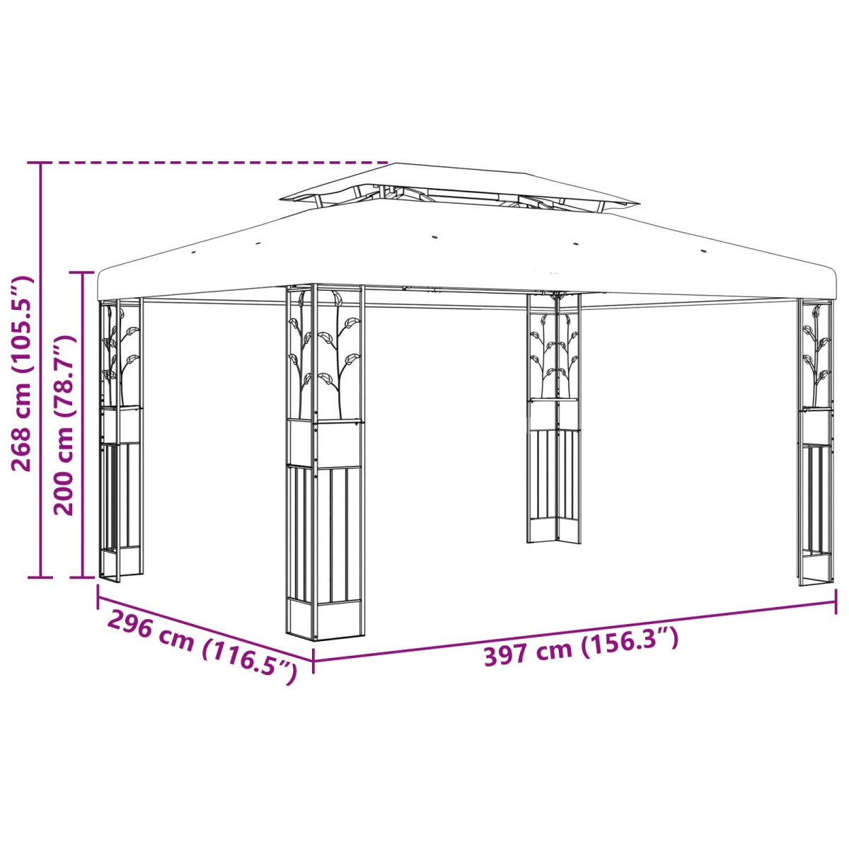 vidaXL Κιόσκι 3,97 x 2,96 x 2,68 μ Κόκκινο Πολυεστέρας και Χάλυβας