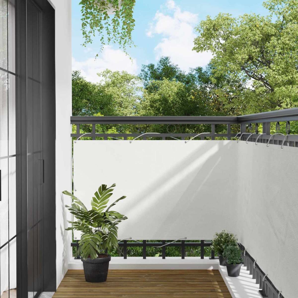 vidaXL Οθόνη Μπαλκονιού Λευκός 100 x 500 cm Ύφασμα Όξφορντ