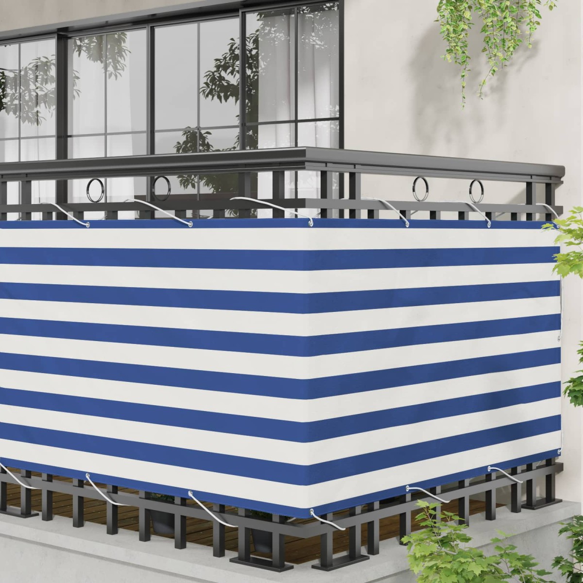 vidaXL Οθόνη Μπαλκονιού Μπλε και άσπρο 90 x 200 cm