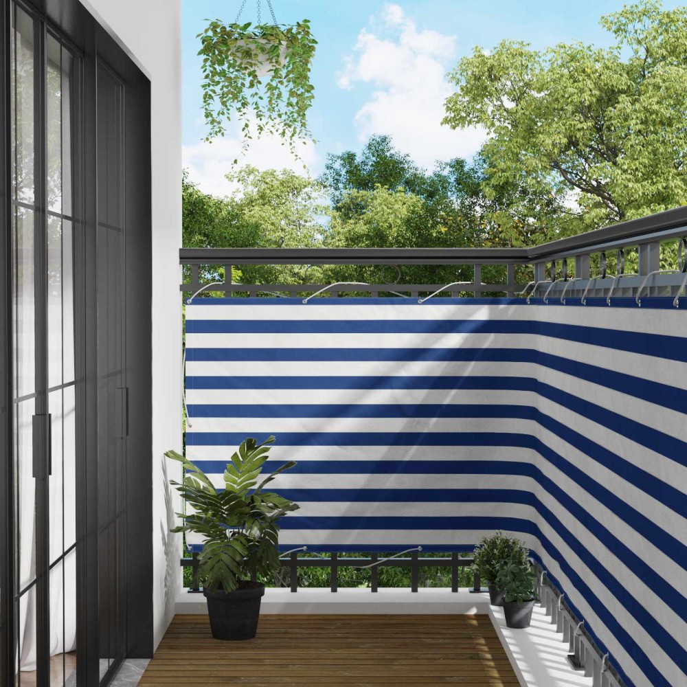 vidaXL Οθόνη Μπαλκονιού Μπλε και άσπρο 110 x 300 cm Ύφασμα Όξφορντ