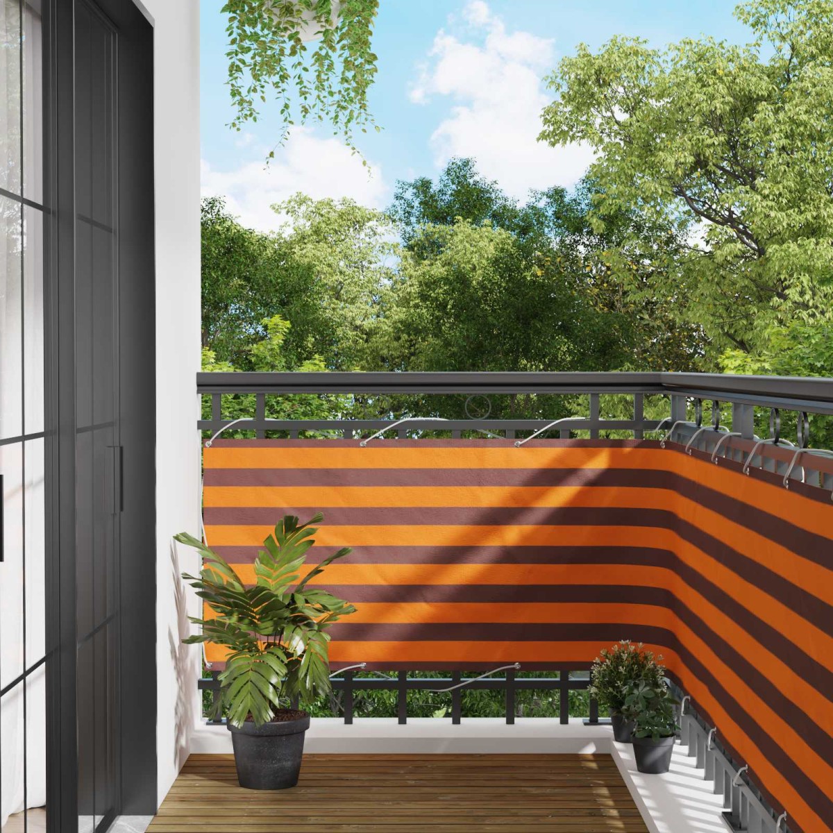 vidaXL Οθόνη Μπαλκονιού Πορτοκαλί και Καφέ 75 x 200 cm