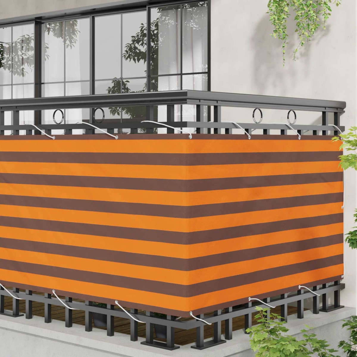 vidaXL Οθόνη Μπαλκονιού Πορτοκαλί και Καφέ 100 x 500 cm Ύφασμα Όξφορντ